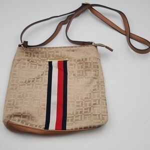 Tommy Hilfiger Crossbody Purse Beige Logo Stripe Small‎ Bag